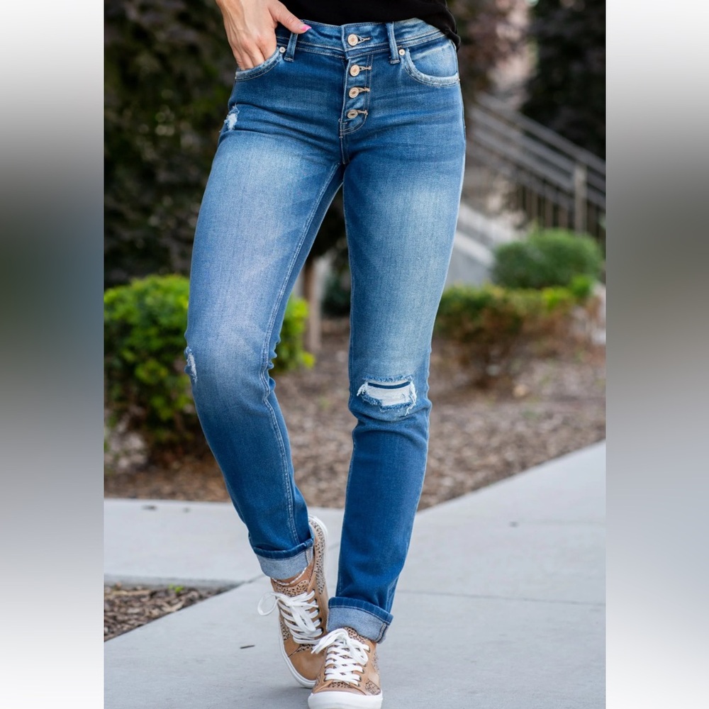 KanCan CASSIE MID RISE CUFFED SKINNY STRAIGHT size 28